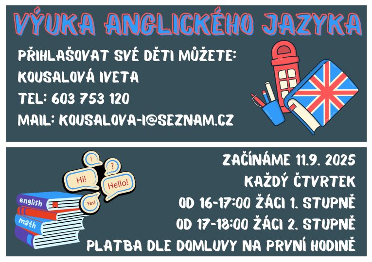 Výuka anglického jazyka Dřetovice
